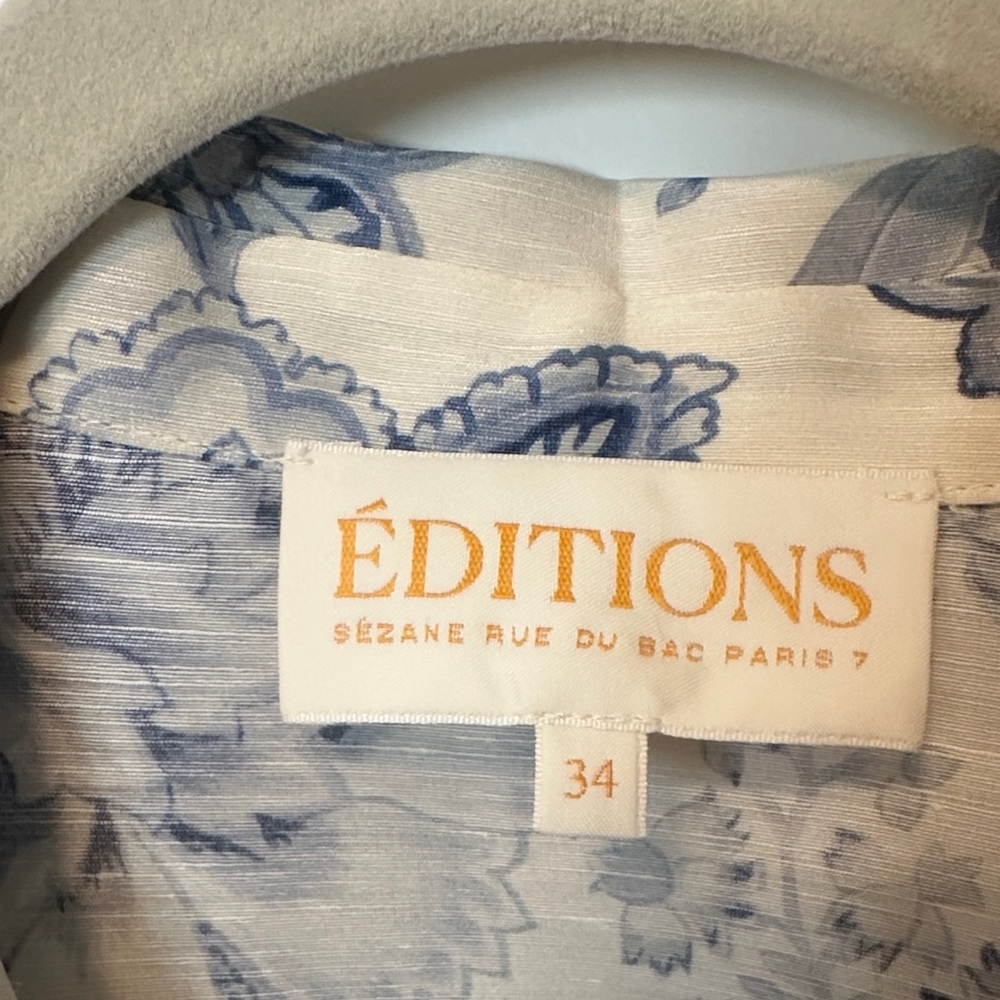 Women's Floral Print Shirt Dress - Blue on Cream - Picture 2 of 5